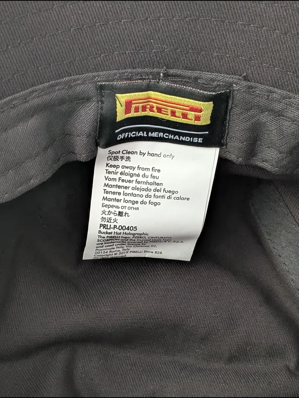 Pirelli Black Bucket Hat One Size Solid Men Logo Official Merchandise